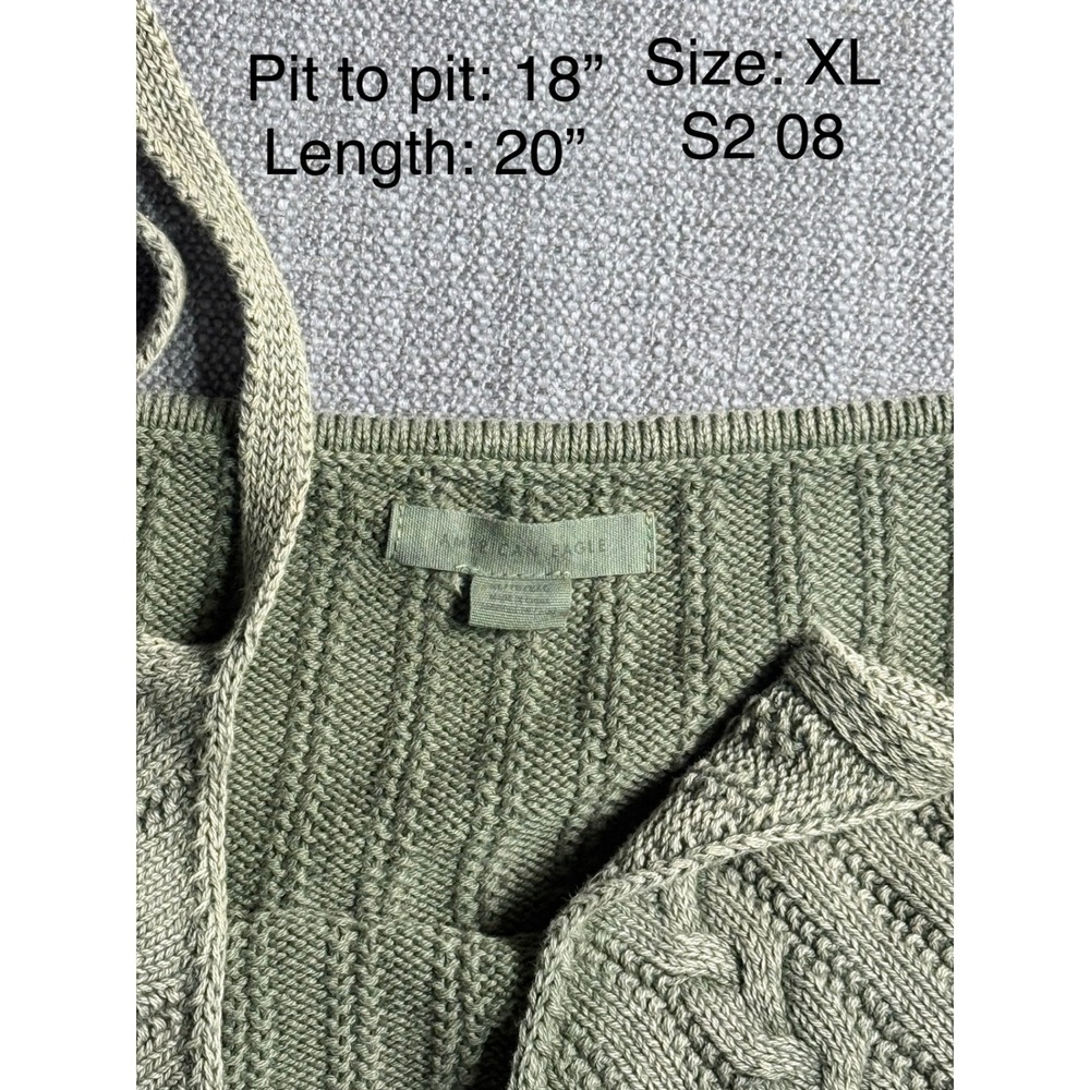 American Eagle Women Sage Green Cable Knit Sweater Cami Tank Top XL - Picture 2 of 3